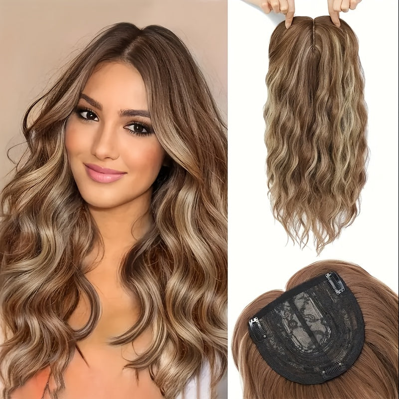 16-Inch Independence Day Wig, Water Wave Top, 6x6 Inch Large Base with Elegant Large Net Cap, Beginner-Friendly, Enhances Beauty and Elegance, Ideal for Women with Thin Hair on Top, High-Temperature Synthetic Fiber, Heat-Resistant, Soft, Wavy