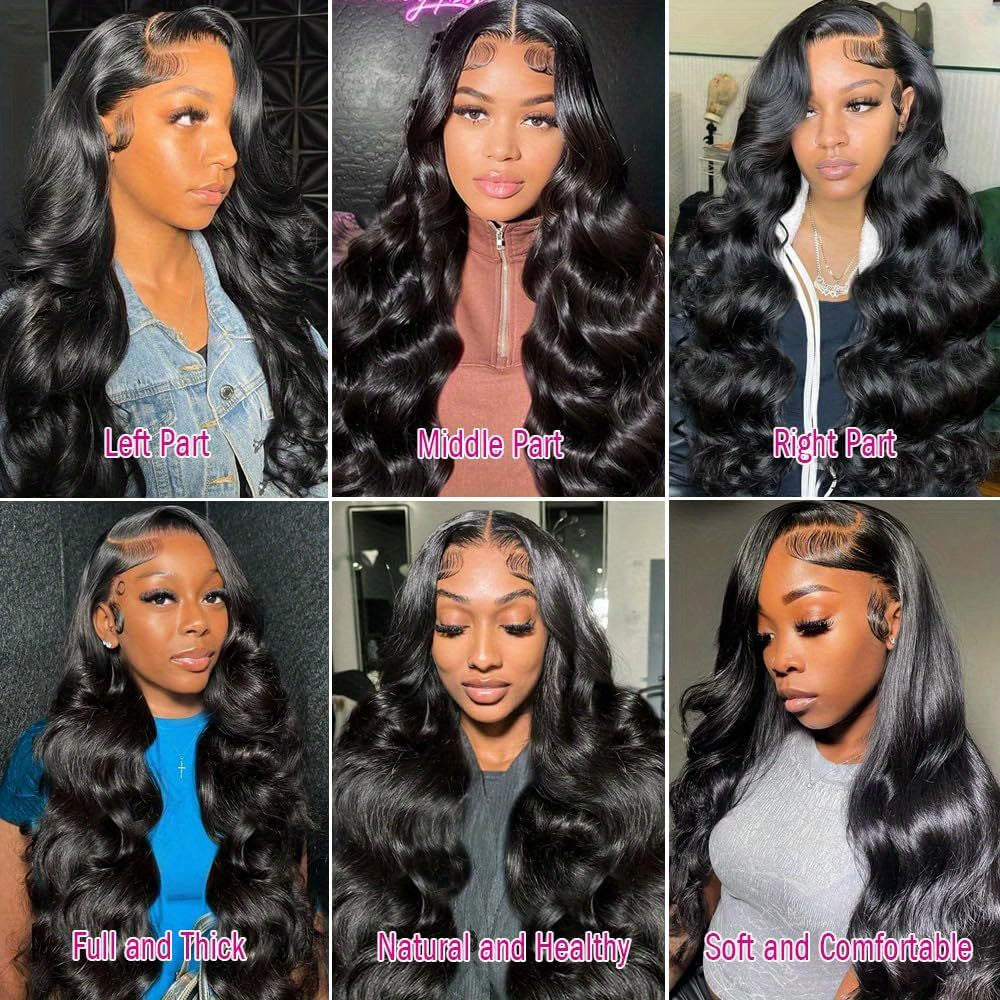 200% Density Body Wave 4\u002F27 Human Hair Wigs, Glueless Lace Front Natural Black Wig, HD Lace Transparent Frontal Glueless 13x4 Wigs Human Hair Long Body Wave Natural Color Bye Bye Knots Wig for Women Put On And Go Wig Live Wig