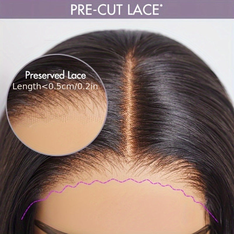 Glueless Human Hair Wig with 4x4 Lace Front & 4x4 Lace Closure - Preplucked Straight Hair Wigs Suitable for, Looking Hair System, No Glue Needed, Wear & Maintenance