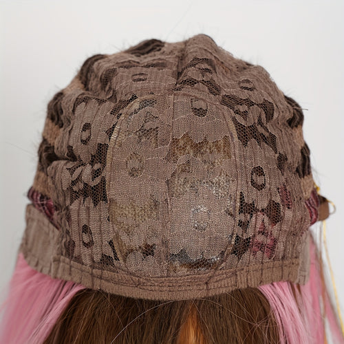 14-inch Brown Mixed Pink Bob Synthetic Short Hair With Bangs Look Is Easy To Wear For Daily Commutes To Various Parties Wigs For Women, Wigs For Women, Wigs For Women