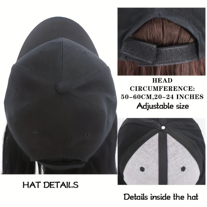 Chic 8-Inch Short Bob Wig with Adjustable Black Baseball Cap - Easy-to-Wear Synthetic Hair Extension for Women & Girls