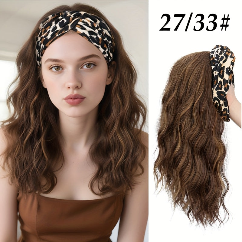 Heat-Resistant Synthetic Fiber Headband Wig | Glueless Pre-Cut Short Curly Leopard Print Highlights, Breathable Comfortable Hairpiece for Women, Easy Wear for Daily & Party Use, Look, Secure Fit.