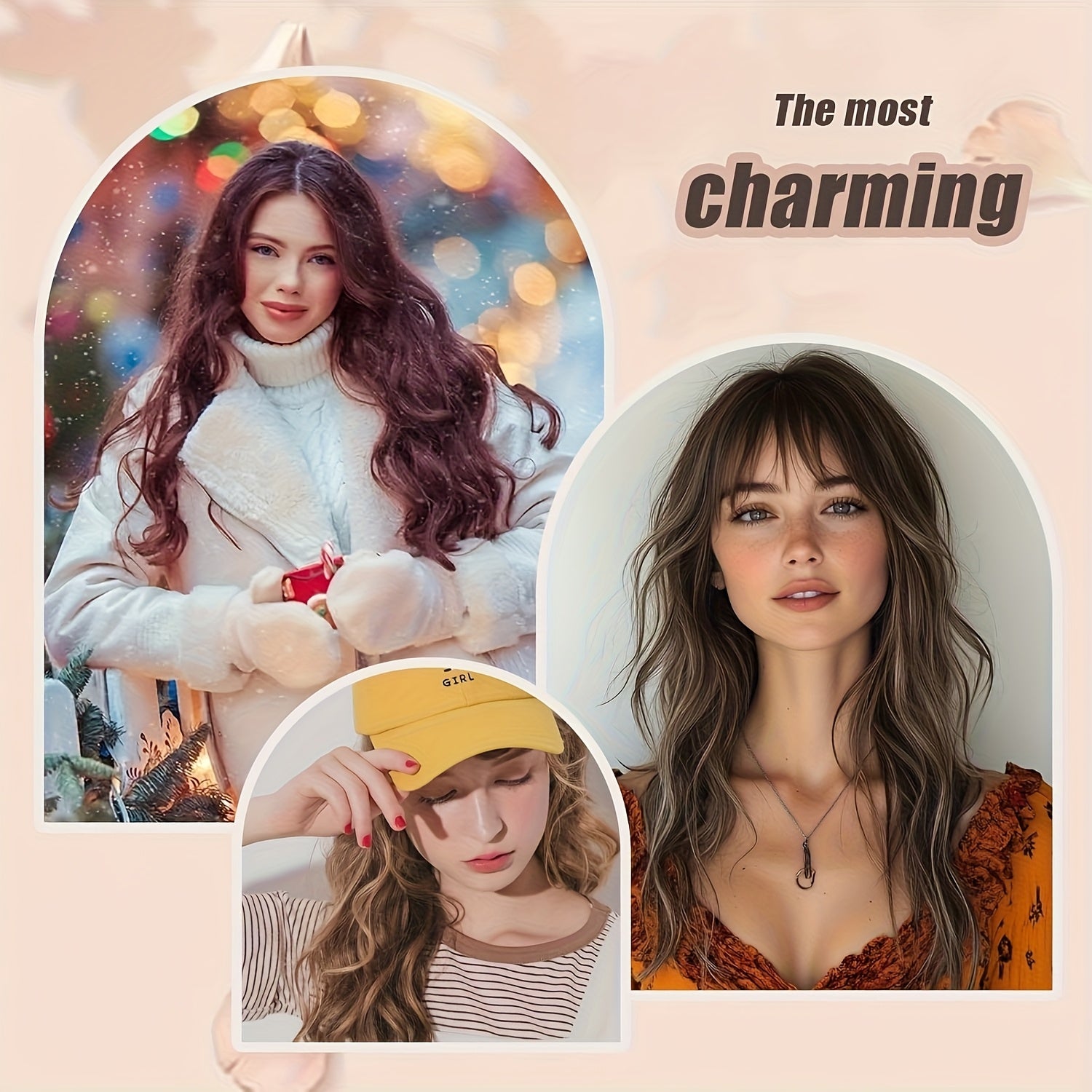 22” Long Curly Wavy Topper Wig with Bangs - Brown to Blonde Ombre Hairpiece Suitable for Women with Thinning Hair or Bald, Natural-Looking Voluminous Waves, Secure Fit Wig for Everyday Use & Hair Loss Solutions, Instant Volume & Scalp Coverage