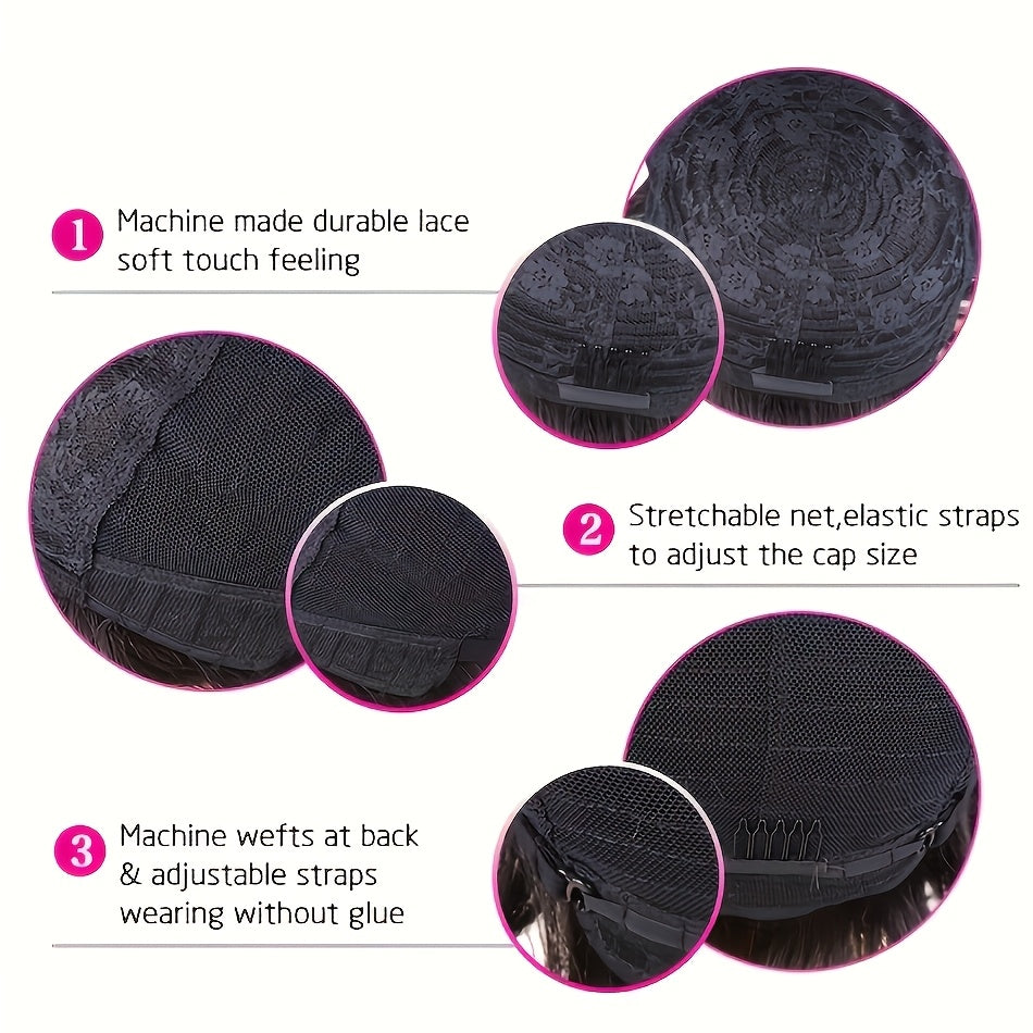 Women's Natural Black Short Straight Mullet Wig Layered with Bangs - 200% Density Human Hair (Rose Net) | Instant Volume & Fullness for Daily Wear, Wolf Haircut Short Cut Hairstyle Suitable for Casual Attire and Parties & Christmas & Black Friday