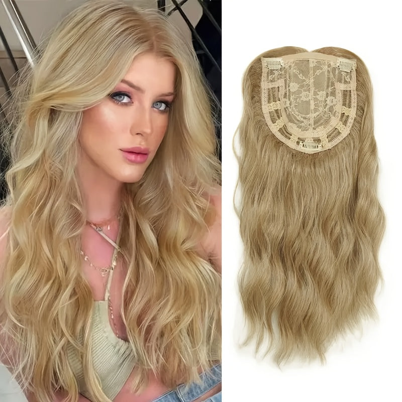 16-Inch Independence Day Wig, Water Wave Top, 6x6 Inch Large Base with Elegant Large Net Cap, Beginner-Friendly, Enhances Beauty and Elegance, Ideal for Women with Thin Hair on Top, High-Temperature Synthetic Fiber, Heat-Resistant, Soft, Wavy