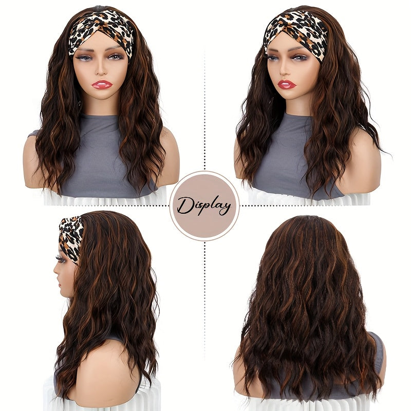 Heat-Resistant Synthetic Fiber Headband Wig | Glueless Pre-Cut Short Curly Leopard Print Highlights, Breathable Comfortable Hairpiece for Women, Easy Wear for Daily & Party Use, Look, Secure Fit.