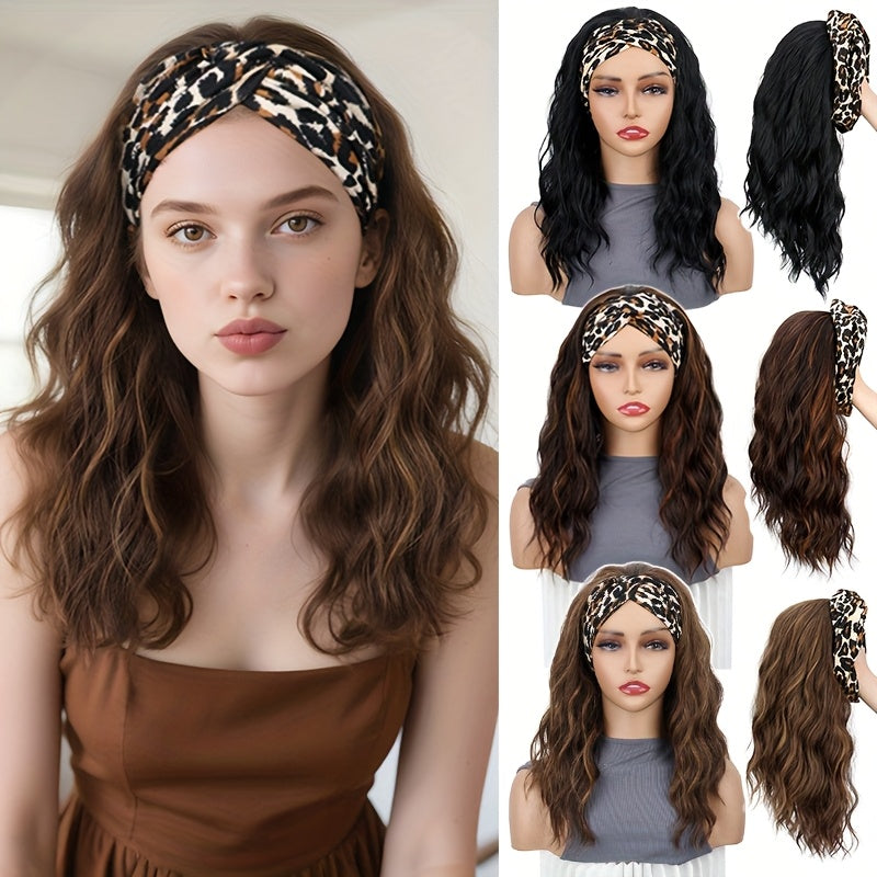 Heat-Resistant Synthetic Fiber Headband Wig | Glueless Pre-Cut Short Curly Leopard Print Highlights, Breathable Comfortable Hairpiece for Women, Easy Wear for Daily & Party Use, Look, Secure Fit.