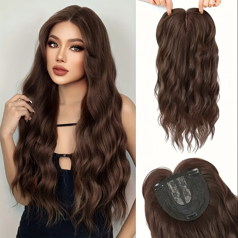 16-Inch Independence Day Wig, Water Wave Top, 6x6 Inch Large Base with Elegant Large Net Cap, Beginner-Friendly, Enhances Beauty and Elegance, Ideal for Women with Thin Hair on Top, High-Temperature Synthetic Fiber, Heat-Resistant, Soft, Wavy