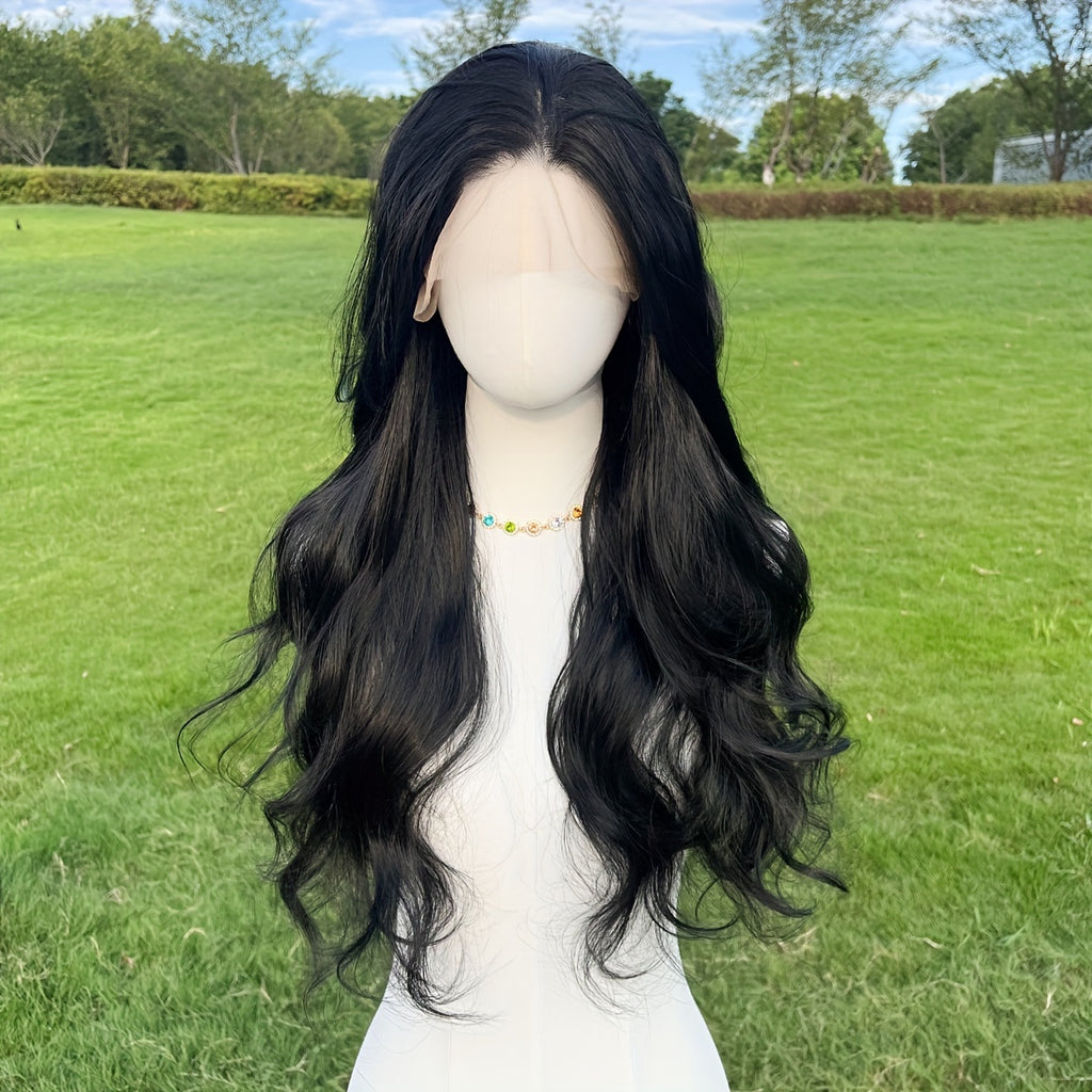 Heat-resistant Lace Wig 26-inch Heat-resistant Silky Lace Front Wig - 13*4 Pre-drawn Hairline Non-adhesive Lace Wig, Suitable For Daily Parties