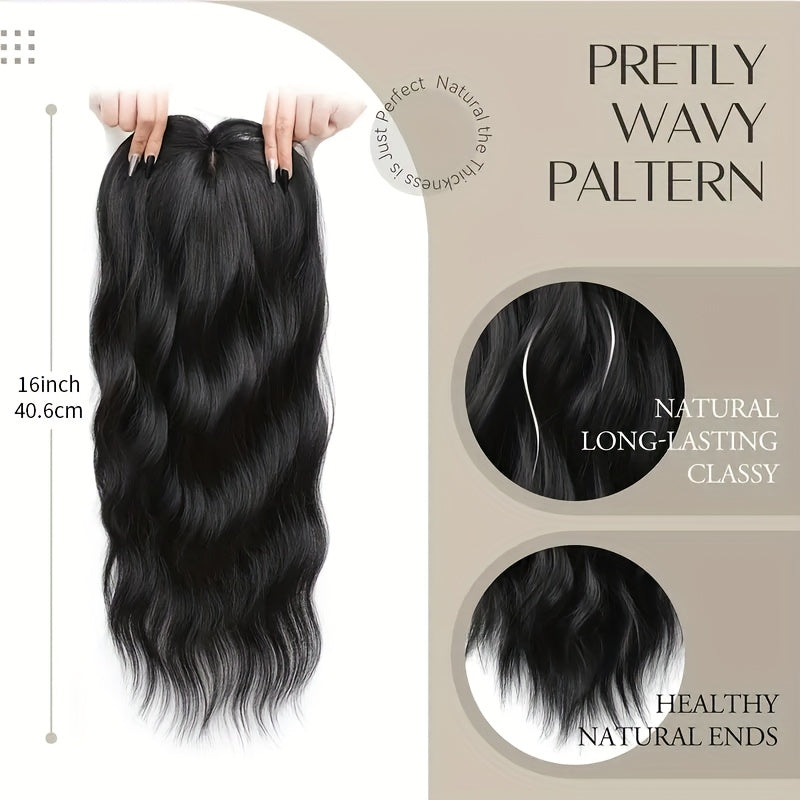 16-Inch Independence Day Wig, Water Wave Top, 6x6 Inch Large Base with Elegant Large Net Cap, Beginner-Friendly, Enhances Beauty and Elegance, Ideal for Women with Thin Hair on Top, High-Temperature Synthetic Fiber, Heat-Resistant, Soft, Wavy