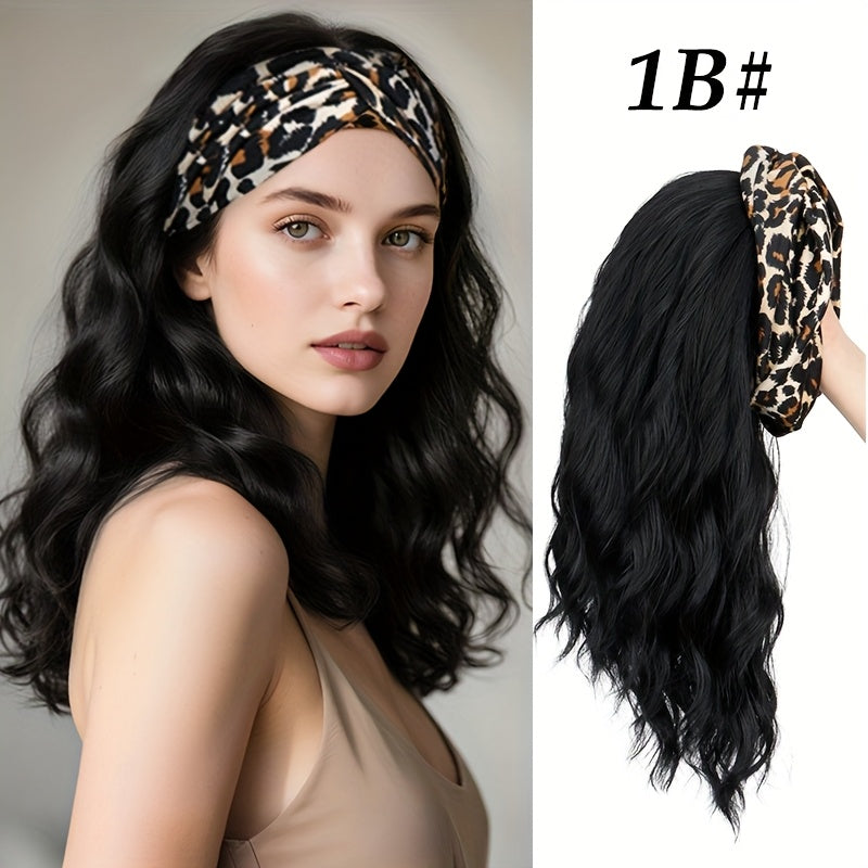 Heat-Resistant Synthetic Fiber Headband Wig | Glueless Pre-Cut Short Curly Leopard Print Highlights, Breathable Comfortable Hairpiece for Women, Easy Wear for Daily & Party Use, Look, Secure Fit.