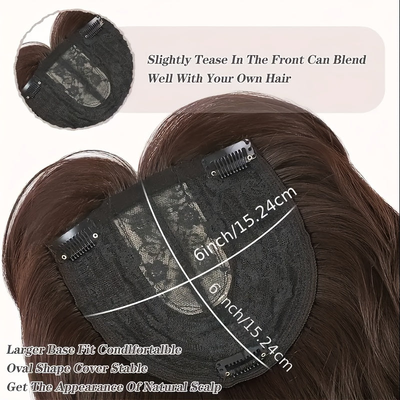 16-Inch Independence Day Wig, Water Wave Top, 6x6 Inch Large Base with Elegant Large Net Cap, Beginner-Friendly, Enhances Beauty and Elegance, Ideal for Women with Thin Hair on Top, High-Temperature Synthetic Fiber, Heat-Resistant, Soft, Wavy