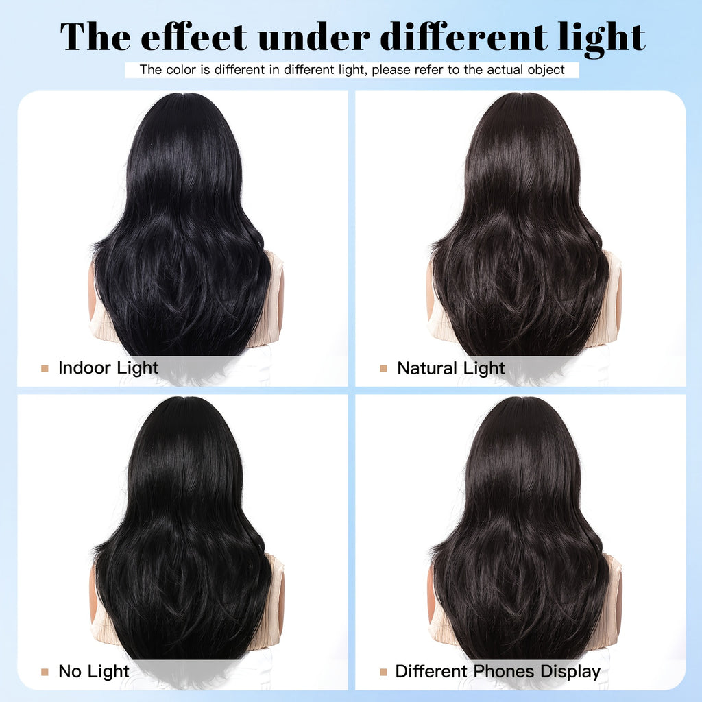 Stylish Long Straight Wig for Women with a Black Split Design And Layered Cut, Perfect for Everyday Use And Special Occasions Like Christmas, Thanksgiving, New Year Celebrations, Mother'S Day