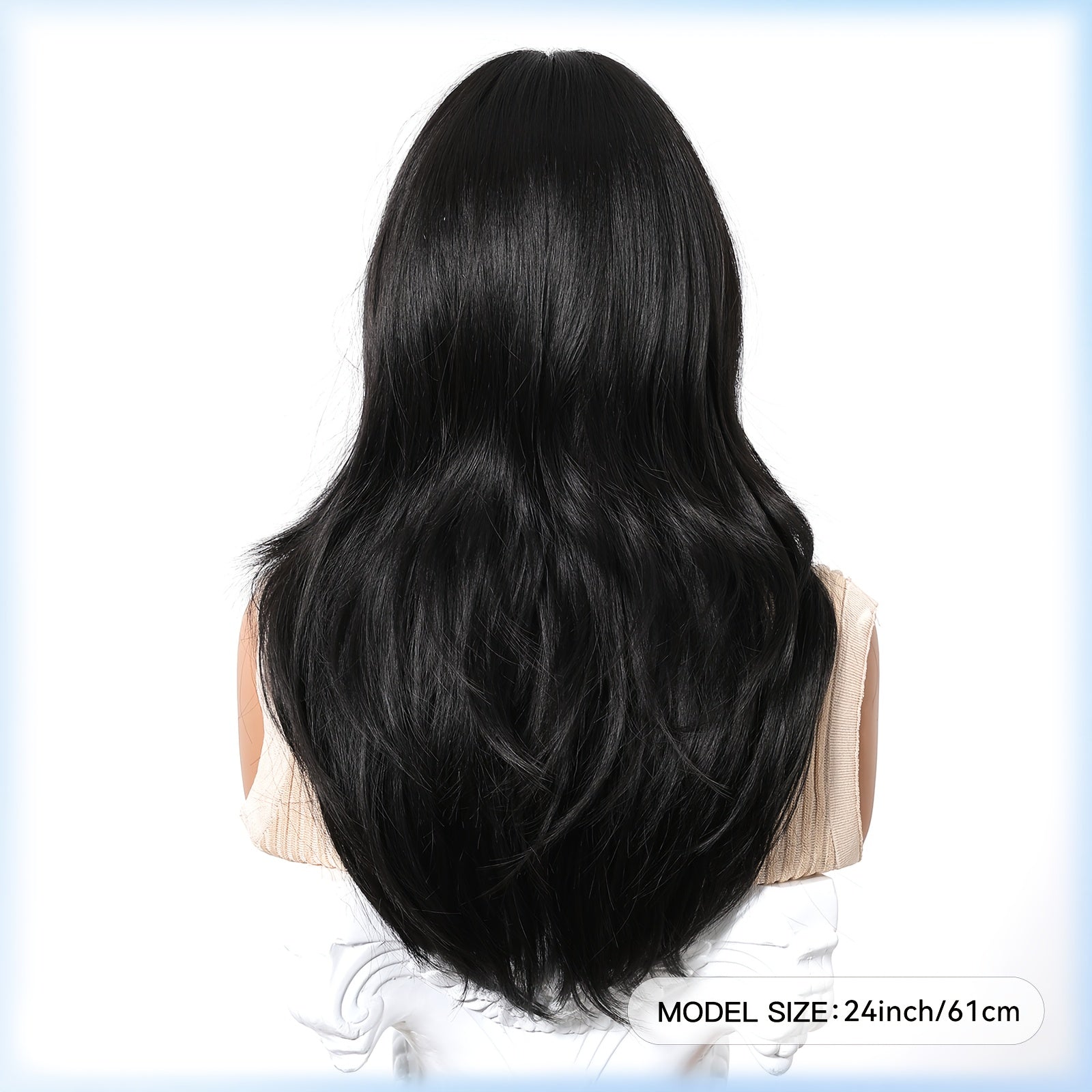 Stylish Long Straight Wig for Women with a Black Split Design And Layered Cut, Perfect for Everyday Use And Special Occasions Like Christmas, Thanksgiving, New Year Celebrations, Mother'S Day