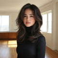 A Glueless Lace Front Wig Made from Brazilian Human Hair for Women, Featuring a Pre-Plucked Hairline And a Natural Brown Body Wave Texture with 180% Density. This Hairpiece Requires No Glue Or Adhesive
