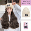 Kpop Cosplay Korean Long Curly Hair Hat Wig Integrated Autumn And Winter Knitted Plus Velvet Hat Wig Fluffy Long Curly Hair Travel Fashionable And Versatile For All Ladies' Daily Wear Halloween Hair Pieces For Women Decorate A Christmas Wig