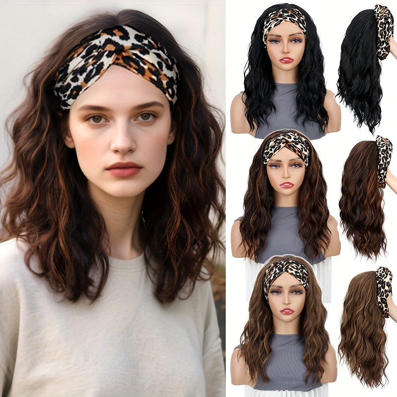 Heat-Resistant Synthetic Fiber Headband Wig | Glueless Pre-Cut Short Curly Leopard Print Highlights, Breathable Comfortable Hairpiece for Women, Easy Wear for Daily & Party Use, Look, Secure Fit.