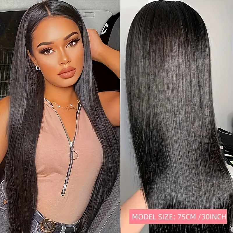 Glueless Wear and Go Wigs Human Hair Pre Plucked 200% Density Pre Cut Lace Free Part Glueless Wear and Go Wig HD Straight 4x4 wig human hair for Women Real No Glue Ready to Wear Wigs for Women