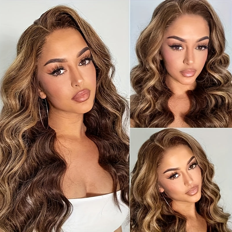 200% Density Body Wave 4\u002F27 Human Hair Wigs, Glueless Lace Front Natural Black Wig, HD Lace Transparent Frontal Glueless 13x4 Wigs Human Hair Long Body Wave Natural Color Bye Bye Knots Wig for Women Put On And Go Wig Live Wig