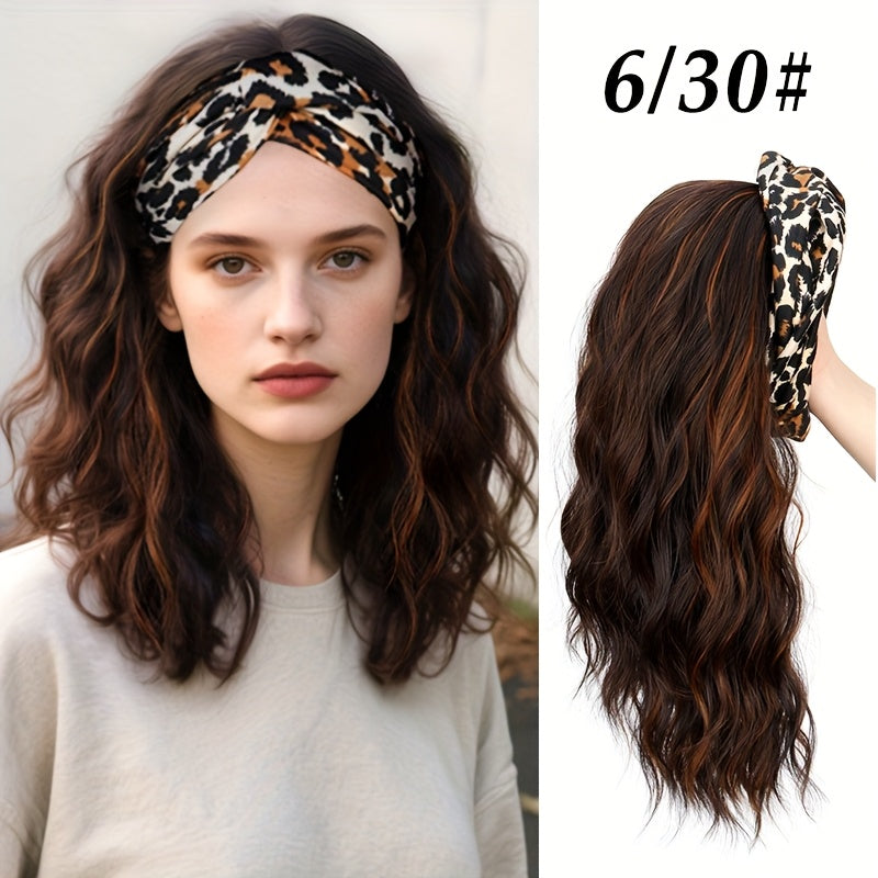 Heat-Resistant Synthetic Fiber Headband Wig | Glueless Pre-Cut Short Curly Leopard Print Highlights, Breathable Comfortable Hairpiece for Women, Easy Wear for Daily & Party Use, Look, Secure Fit.
