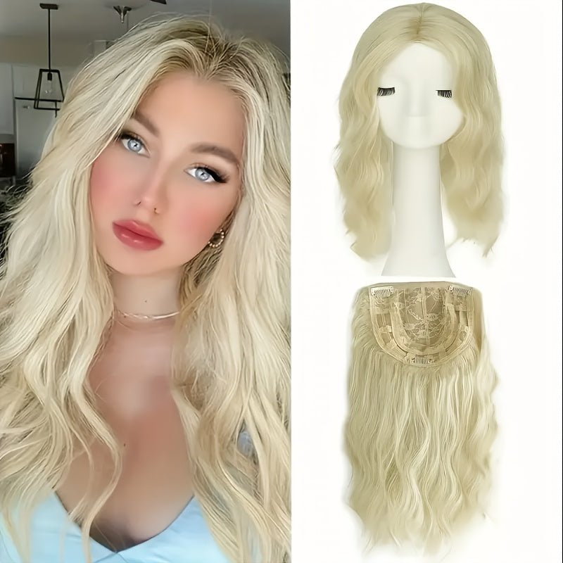 16-Inch Independence Day Wig, Water Wave Top, 6x6 Inch Large Base with Elegant Large Net Cap, Beginner-Friendly, Enhances Beauty and Elegance, Ideal for Women with Thin Hair on Top, High-Temperature Synthetic Fiber, Heat-Resistant, Soft, Wavy