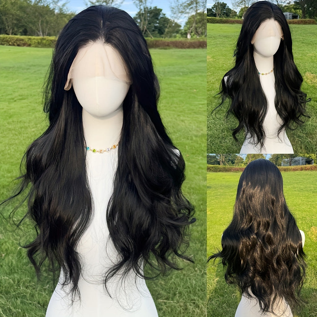 Heat-resistant Lace Wig 26-inch Heat-resistant Silky Lace Front Wig - 13*4 Pre-drawn Hairline Non-adhesive Lace Wig, Suitable For Daily Parties