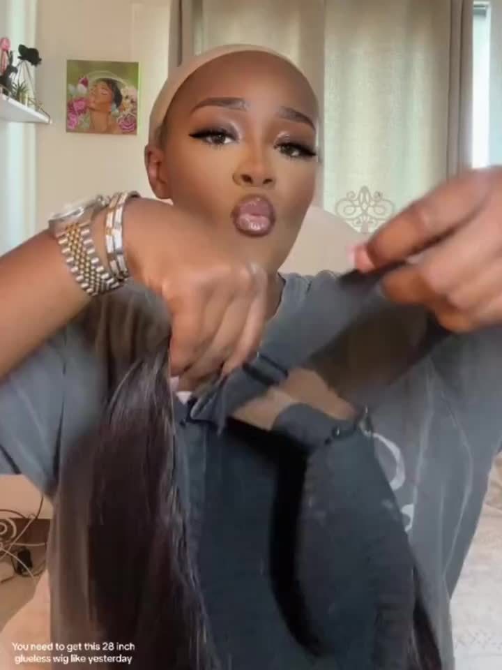 Glueless Wear and Go Wigs Human Hair Pre Plucked 200% Density Pre Cut Lace Free Part Glueless Wear and Go Wig HD Straight 4x4 wig human hair for Women Real No Glue Ready to Wear Wigs for Women