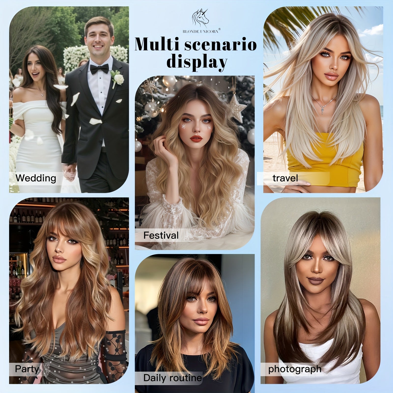 Stylish Long Straight Wig for Women with a Black Split Design And Layered Cut, Perfect for Everyday Use And Special Occasions Like Christmas, Thanksgiving, New Year Celebrations, Mother'S Day